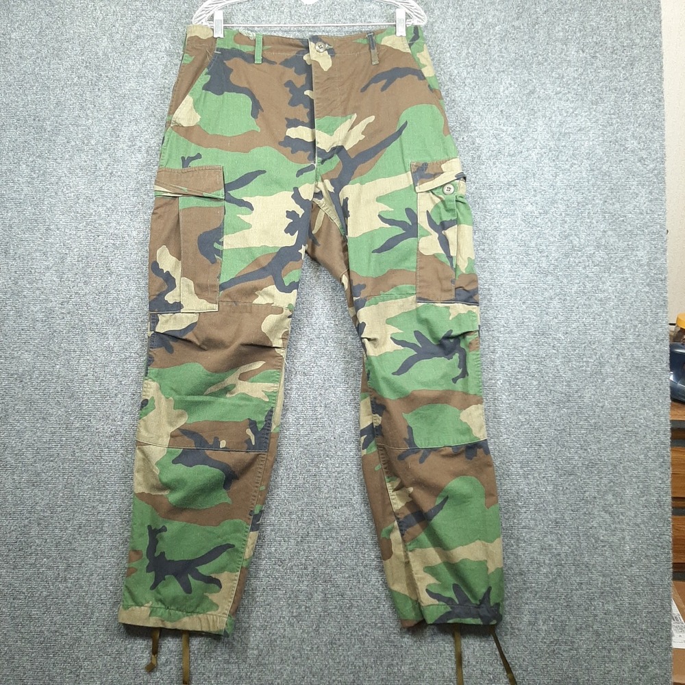 Woodland Camo Cargo Trousers Medium Regular Green Camo Men Double Knee Unbranded